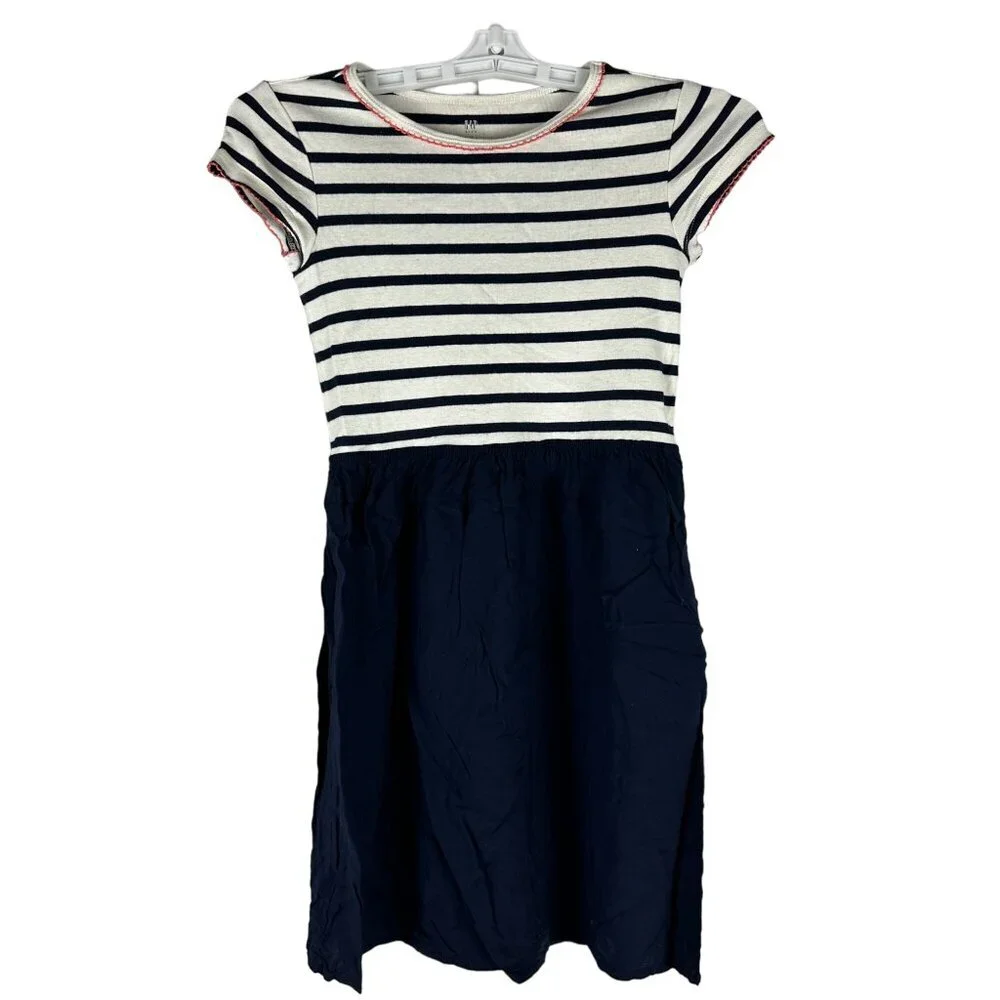 GAP Kids Striped Short Sleeve Dress Navy & White Size M